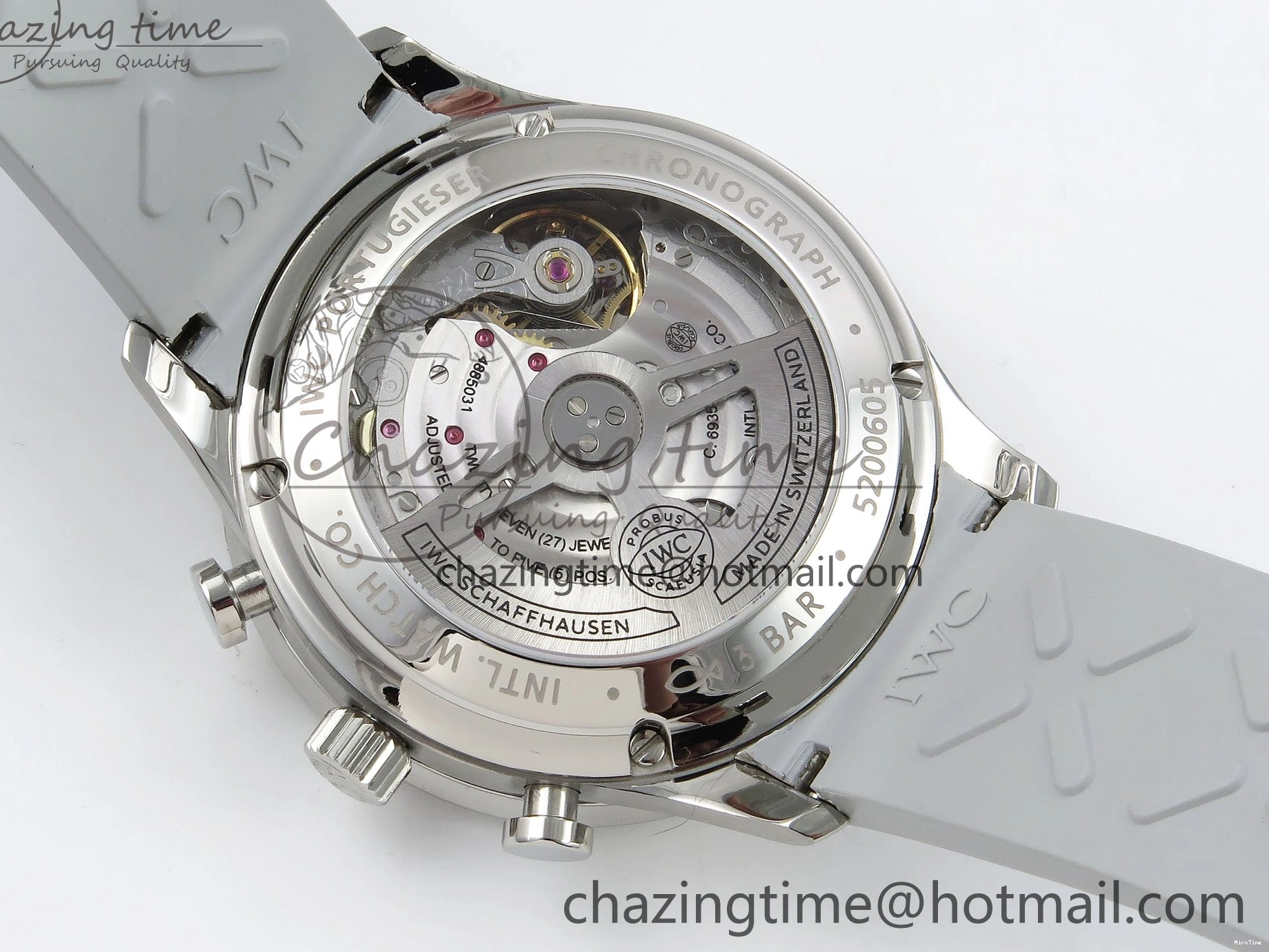 MIROTIME 0212 Portuguese Chrono IW3716 Z+F 1:1 Best Edition White Dial on Gray Rubber Strap A WrinkleFree 7014